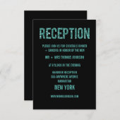 ブラックターコイズグリッター披露宴エンクロージャカード 出欠カード (正面/裏面)