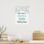 ブラックターコイズバースデーパカスタムーティー18x24 ポスター (キッチン)