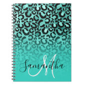 ブラックターコイズヒョウ斑点モノグラグラデーションム ノートブック (正面)