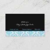 ブラックターコイズホワイトダマスクインテリア 名刺 (裏面)