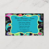 ブラックターコイズモダンペイズリーパターンモノグラム 名刺 (裏面)