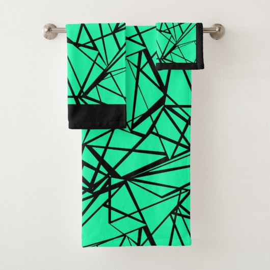 ブラックターコイズ抽象芸術 バスタオルセット (インサイチュ)