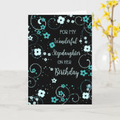 ブラックターコイズ継娘誕生日 カード (黄色い花)