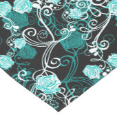 ブラックターコイズ&ホワイトトレンディーバラフローラ ミディアムテーブルランナー (コーナー)