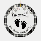 ブラックタータンチェッククリスマスおばあちゃんの発表 セラミックオーナメント (正面)