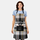 ブラックタータンチェックフェイクプレイドポケットスプーン&ウィスク エプロン (着用した状態)