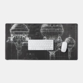 ブラックダイアグラム宇宙ベース デスクマット (キーボード&マウス)
