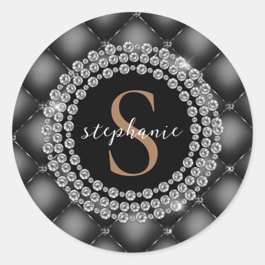ブラックダイアモンズ金ゴールドモノグラムタフエレガントェッドラグジュアリー ラウンドシール (正面)
