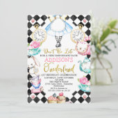 ブラックダイアモンドアリスOnderland誕生日Invitati 招待状 (スタンド正面)