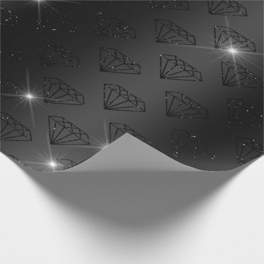 ブラックダイアモンドエレガントスパークル結婚ズ婚約 ラッピングペーパー (角)