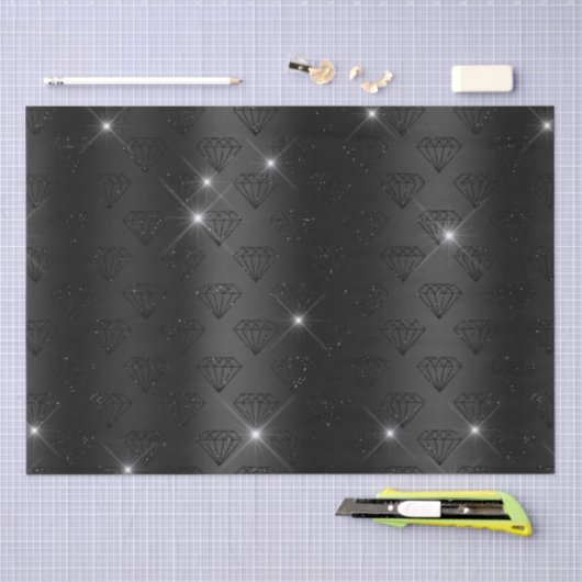 ブラックダイアモンドエレガントスパークル結婚ズ婚約 薄葉紙 (クラフト)