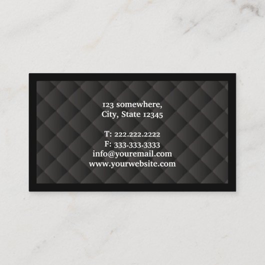 ブラックダイエレガントアモンドキルトプロモーター 名刺 (裏面)