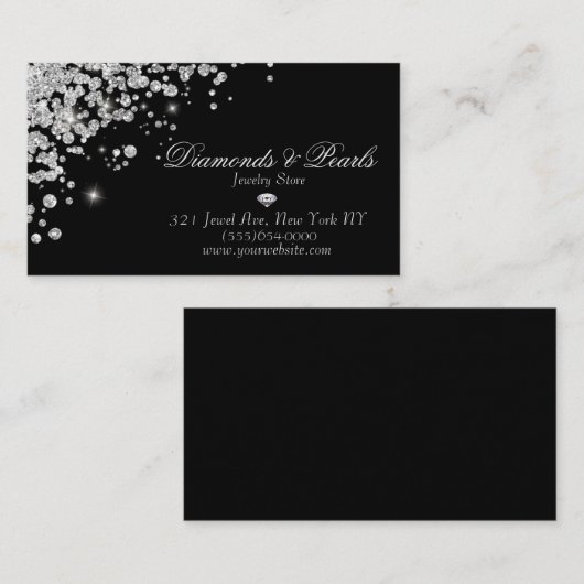 ブラックダイヤエレガントモンドのジュエルがデザインした輝き 名刺 (正面/裏面)