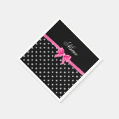 ブラックダイヤパーソナライズされたズピンクボウ スタンダードカクテルナプキン (角)