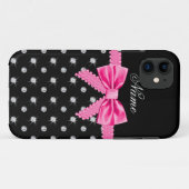 ブラックダイヤパーソナライズされたズピンクボウ Case-Mate iPhoneケース (裏面(横))
