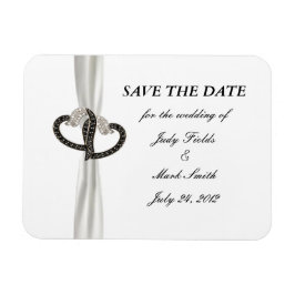 ブラックダイヤモンドとホワイトダイヤモンドのハートは日付磁石を保存 マグネット