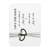 ブラックダイヤモンドとホワイトダイヤモンドのハートは日付磁石を保存 マグネット (縦)