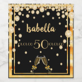 ブラックダイヤモンドの50歳のスタイリッシュ誕生日パーティー ワインラベル (シングルラベル)