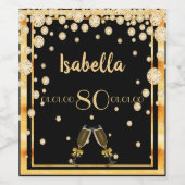 ブラックダイヤモンドの80歳のスタイリッシュ誕生日パーティー ワインラベル (シングルラベル)