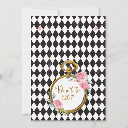 ブラックダイヤモンドウォッチアリスインオネダーランド誕生日 招待状 (裏面)