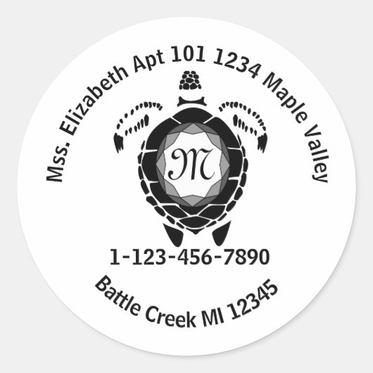 ブラックダイヤモンドシー失ったタートルバッグ連絡情報鍵 ラウンドシール (正面)