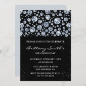 ブラックダイヤモンドスパークルグリッター96歳 招待状 (正面/裏面)