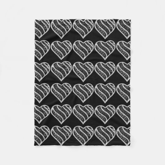 ブラックダイヤモンドハートフリースブランケット フリースブランケット (正面)