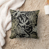 ブラックダイヤモンド及び金ゴールドフローラダマスクデザイン クッション (ブランケット)