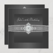 ブラックダイヤモンド女性40th誕生日パーティー 招待状 (正面/裏面)