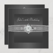 ブラックダイヤモンド女性40th誕生日パーティー 招待状 (正面/裏面)