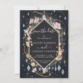 ブラックダイ飾アモンドラグジュアリー日付を保存 招待状 (正面)