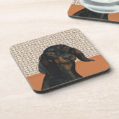 ブラックダシュンドドッグポートレート用愛犬家 コースター (左側)