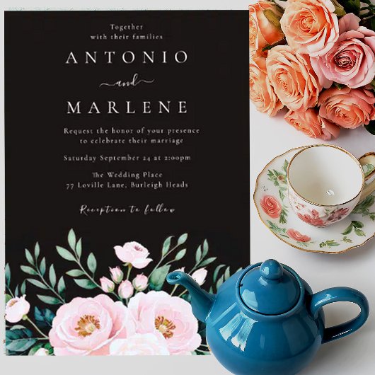 ブラックダスティバラ赤面フローラ秋ボホ結婚ズ 招待状