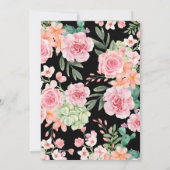 ブラックダスティーブルッシュピンク＆ピーチフラワーのウェディング 招待状 (裏面)