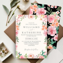 ブラックダスティー赤面ピンク&ピーチフローラ結婚ズ