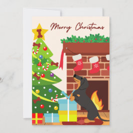 ブラックダックスンドックスクリスマスツリー犬のクッキー面白い シーズンカード