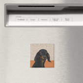 ブラックダッシュンドッグポートレート愛犬家 マグネット (インサイチュ (食洗機))