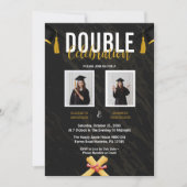 ブラックダブルお祝い卒業パーティーの写真 招待状 (正面)