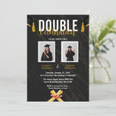 ブラックダブルお祝い卒業パーティーの写真 招待状 (スタンド正面)