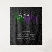 ブラックダマスクとはっきりした文字デザイン タペストリー (正面)