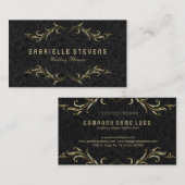 ブラックダマスクとグリッターフローラ枠 名刺 (正面/裏面)