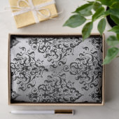 ブラックダマスクとシルバーのデコパージュ 薄葉紙 (ギフト)