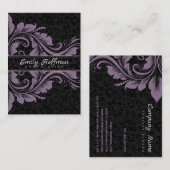 ブラックダマスクとパープルオーナメント 名刺 (正面/裏面)