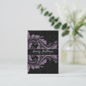 ブラックダマスクとパープルオーナメント 名刺 (スタンド正面)