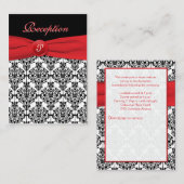 ブラックダマスクとポピーレッド披露宴カード エンクロージャーカード (正面/裏面)