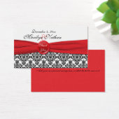 ブラックダマスクとポピーレッド結婚式の引き出物ラベル (デスク)