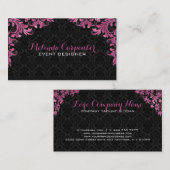 ブラックダマスクとマルーンレッドフローラレース 名刺 (正面/裏面)