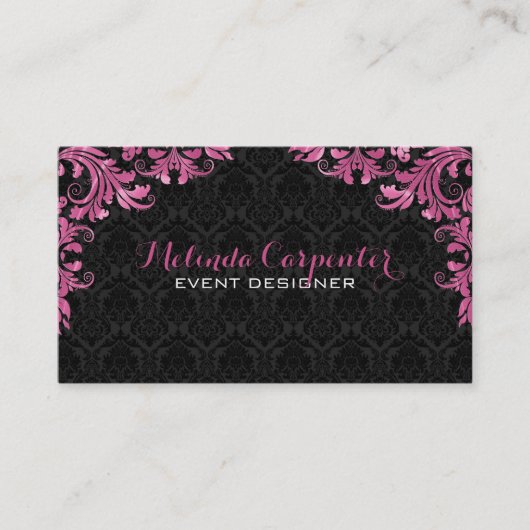 ブラックダマスクとマルーンレッドフローラレース 名刺 (正面)