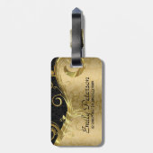 ブラックダマスクと金ゴールドダマスクと渦巻き ラゲッジタグ (裏面縦)
