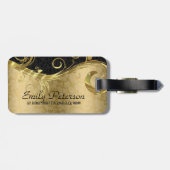 ブラックダマスクと金ゴールドダマスクと渦巻き ラゲッジタグ (裏面横)